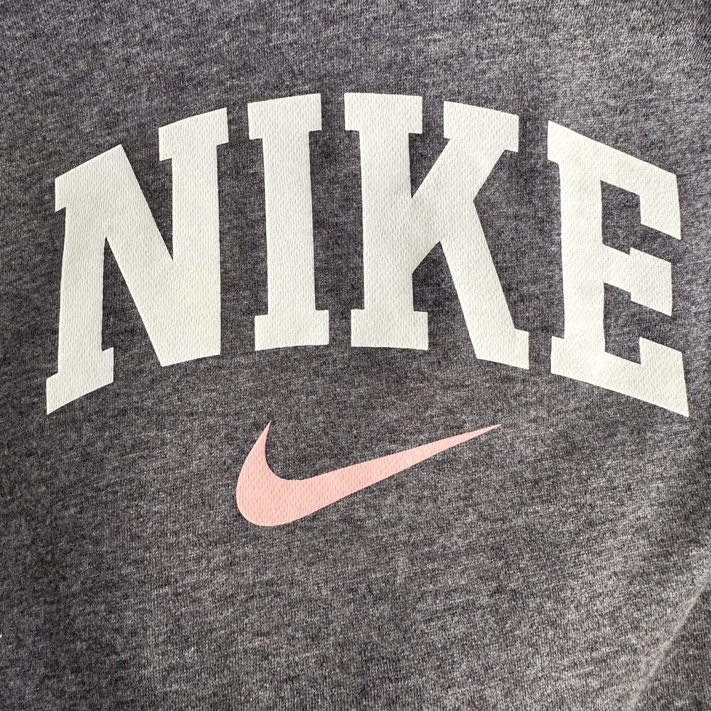Nike S Collegiate Pink & Gray Pullover Hoodie Striped Hem Cuffs - Picture 7 of 10